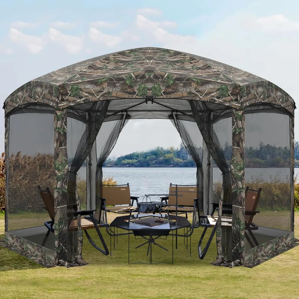 

Pop up Canopy, 12X12 Pop up Tent with Mesh Walls, 6 Sides Gazebo, Patented 1 Step Lock Tech, Screened House for Outdoor/Camping