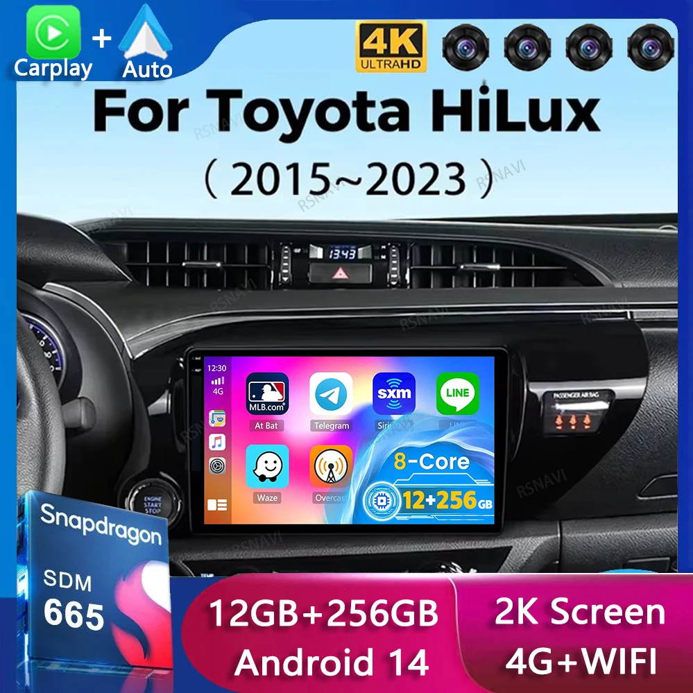 Android 14 Carplay Auto Car Radio For Toyota HILUX REVO VIGO IMV 2015-2020 Multimedia GPS Navigation Player Stereo 2Din DVD WIFI