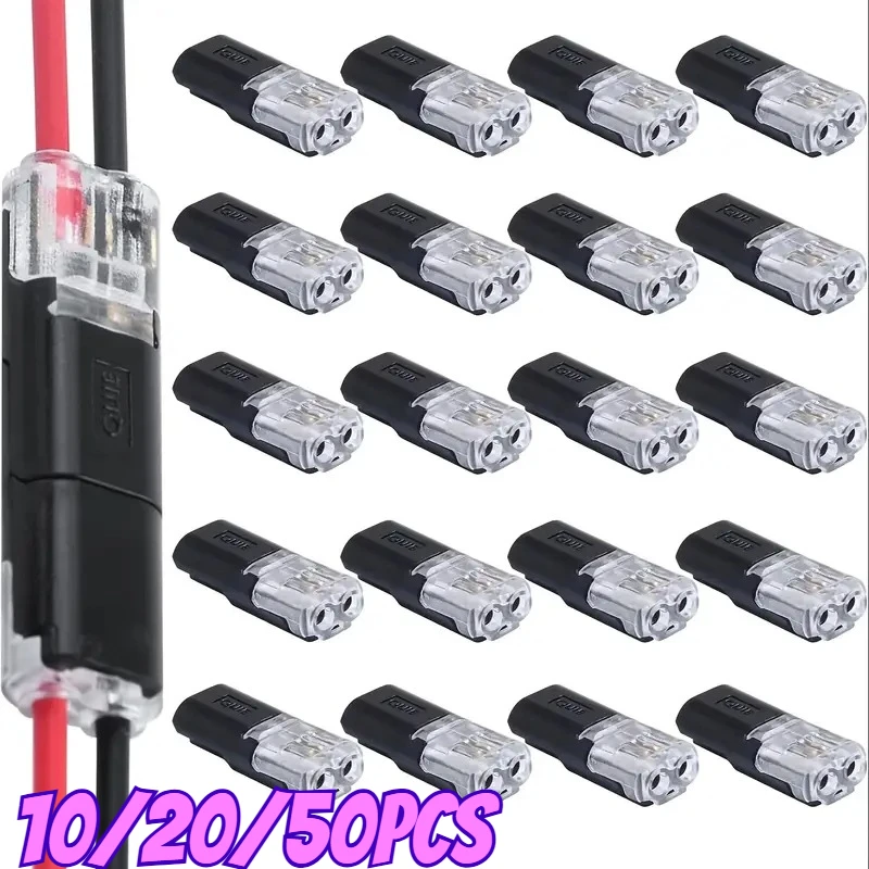 10/20/50pcs Interlocking Solderless and Wire-Strip-Free LED Quick Connectors, Two-In-Two-Out Plug-and-Play Terminals