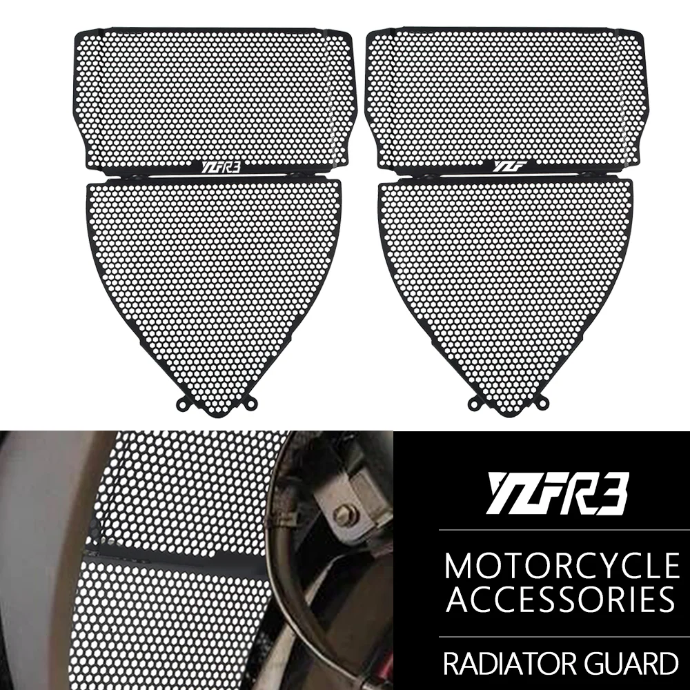 

For Yamaha YZF-R3 YZFR3 YZF R3 2015-2021 2022 22023 2024 Motorcycle Radiator Grill Guard Oil Cooler Cover Protector Header Guard