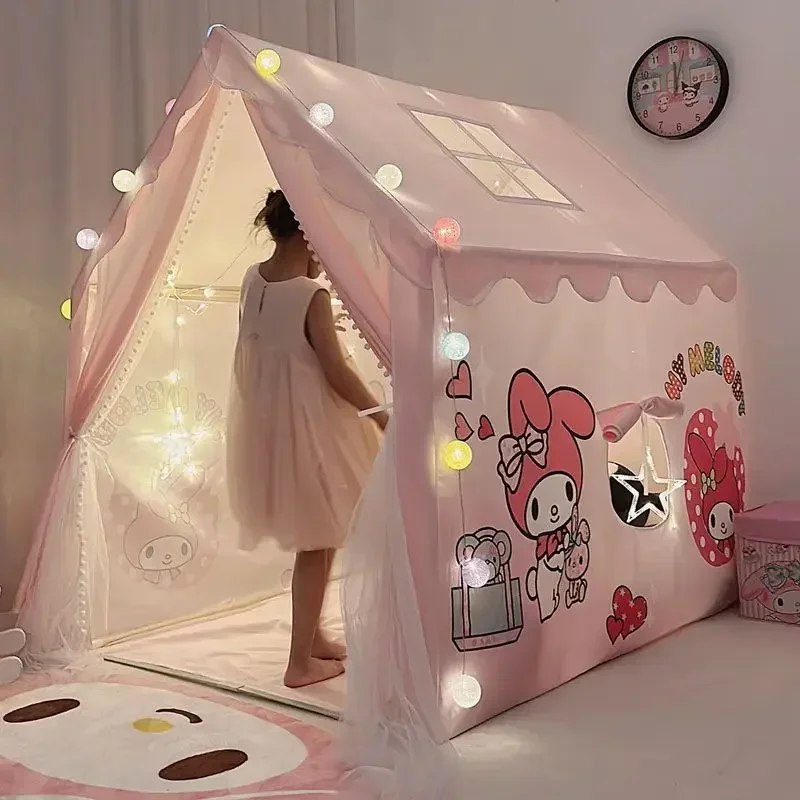 My Melody Anime Sanrio Ins Kawaii Children Tent Cute Cartoon Indoor Princess House Sleeping House Mosquito Net Gifts for Kids