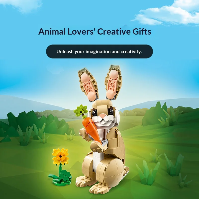 LEGO 31162 Niedliches Kaninchen, 3-in-1-Serie, Kinderblockspielzeug, Weihnachtsgeschenk