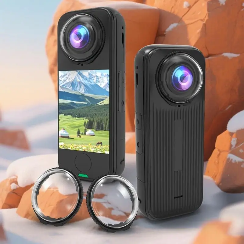 2 قطعة عدسة الحرس زجاج بصري 10H صلابة المضادة للخدش غطاء للعدسات المقاومة للماء حماة للكاميرا الرياضية H8WD