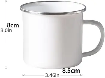 10 ks sublimační prázdný bílý smaltovaný hrnek 11oz stříbrný okraj kempovací cestovní kávový šálek kovový hrnek 8 nejlepší prodej velkoobchodní sublimační hrnky - №8