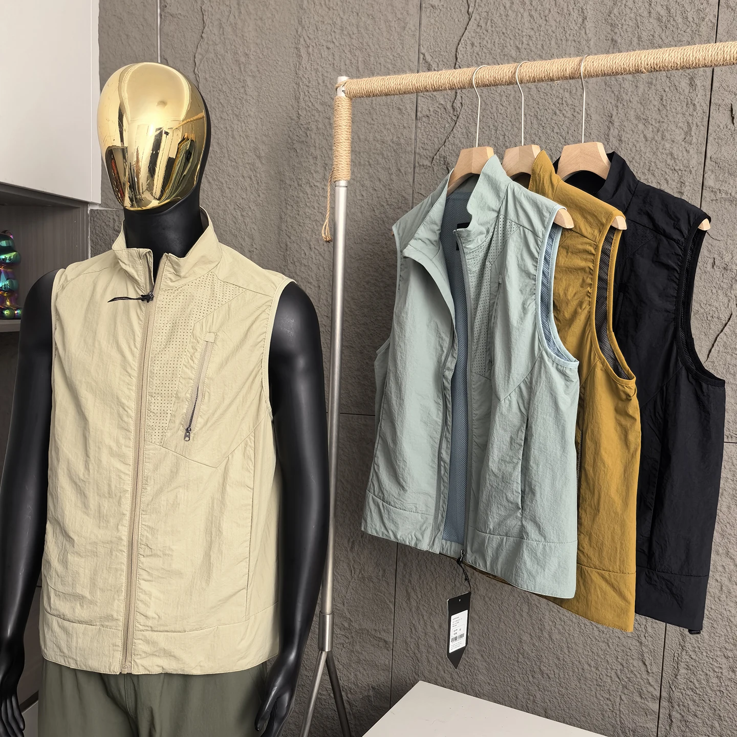 

Легкий спортивный жилет Mountain Series на открытом воздухе с воротником-стойкой, водонепроницаемый моющийся летний жилет с подкладкой в городском стиле