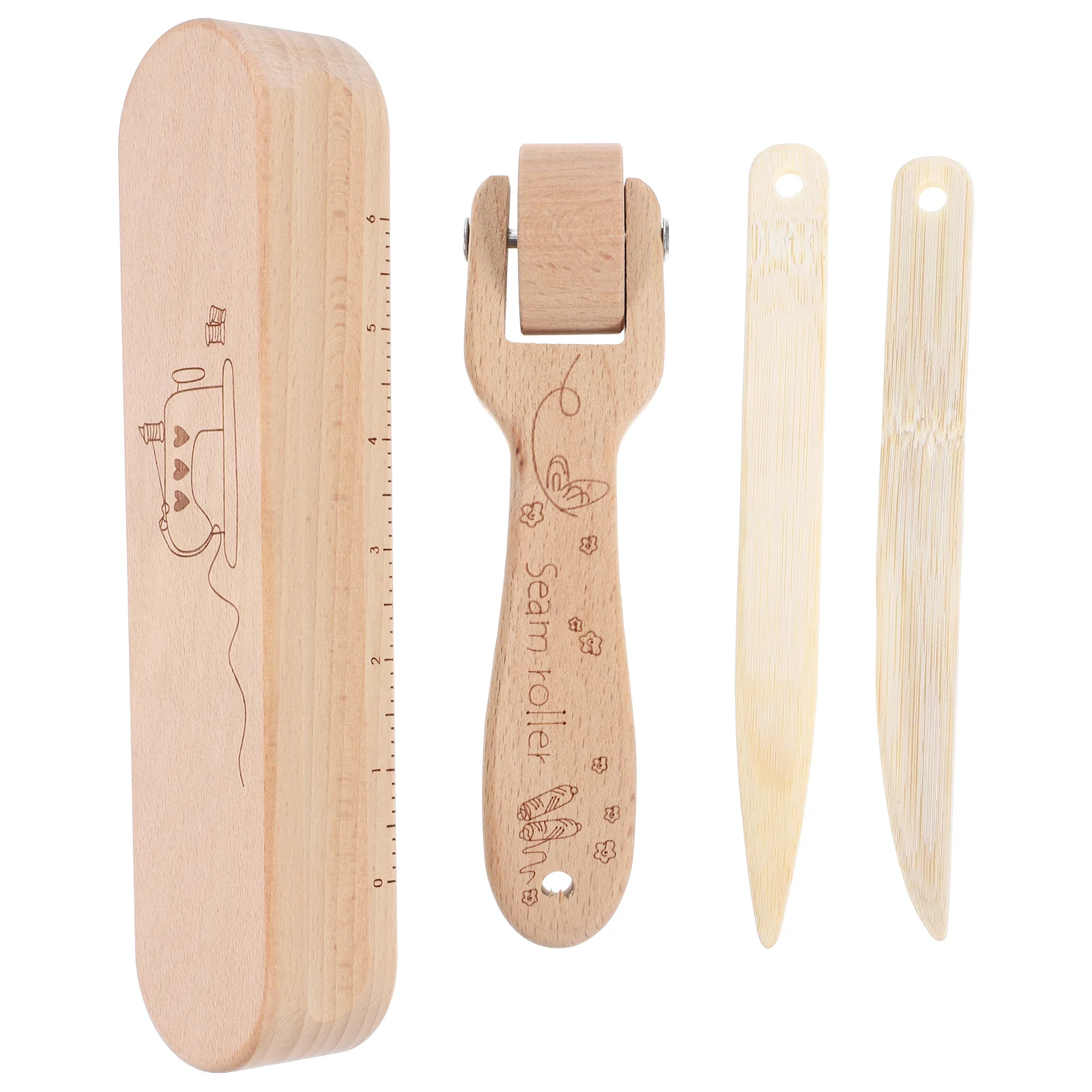 

4pcs Tailors Clapper Set, Beech Wood Seam Roller Point Pressing Tools For Quilting Sewing Ironing Accessories, Fabric