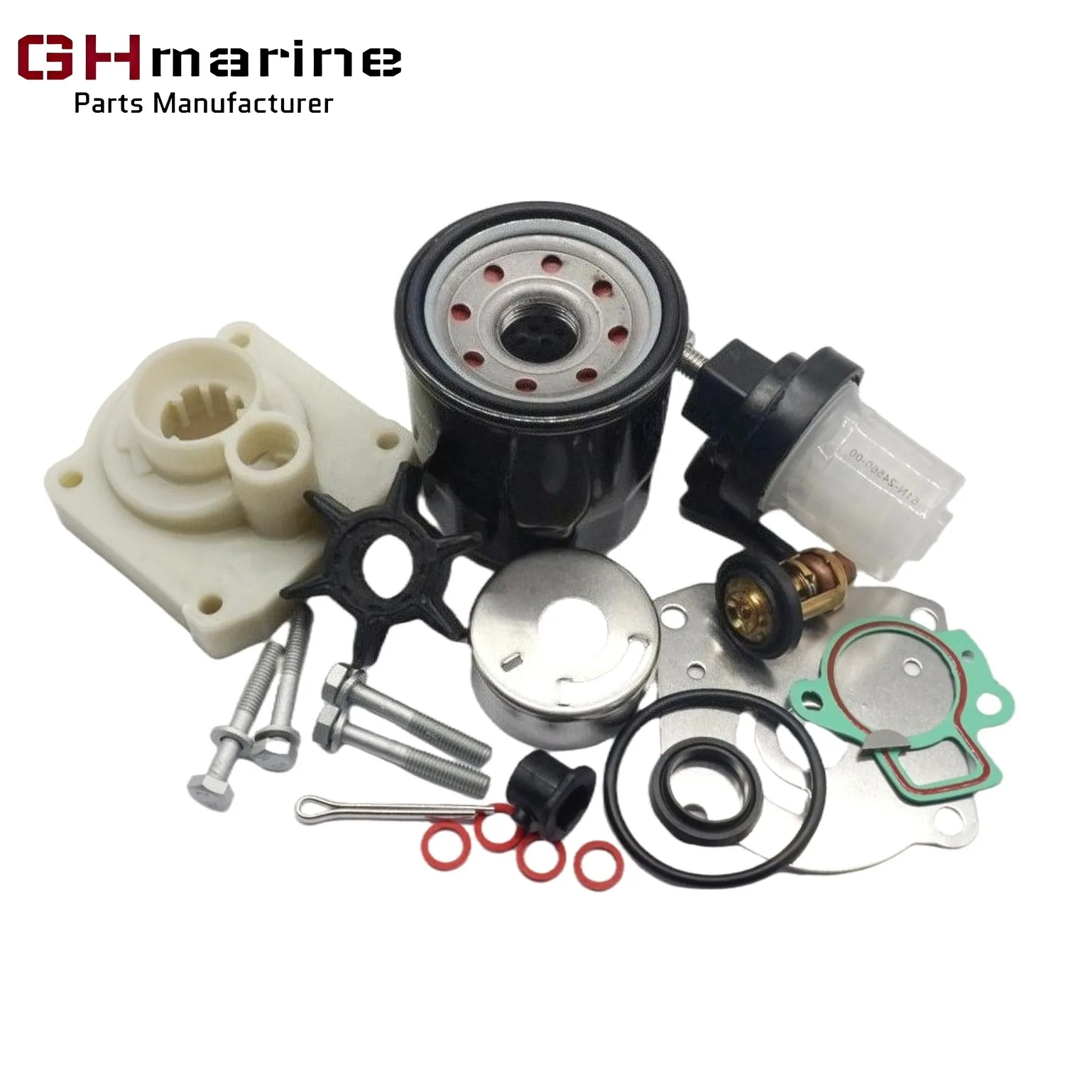 

Outboard Water Pump Maintenance Repair Kit 61N-W0078 for Yamaha 20 25HP F20A F25A F25D with Thermostat Oil Fuel Filter 5GH-13440