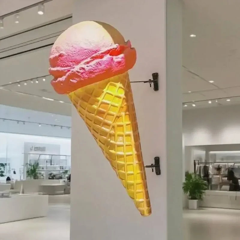 Luminous wall-mounted ice cream sculpture ornament irregular ice cream door ice cream model simulation drainage