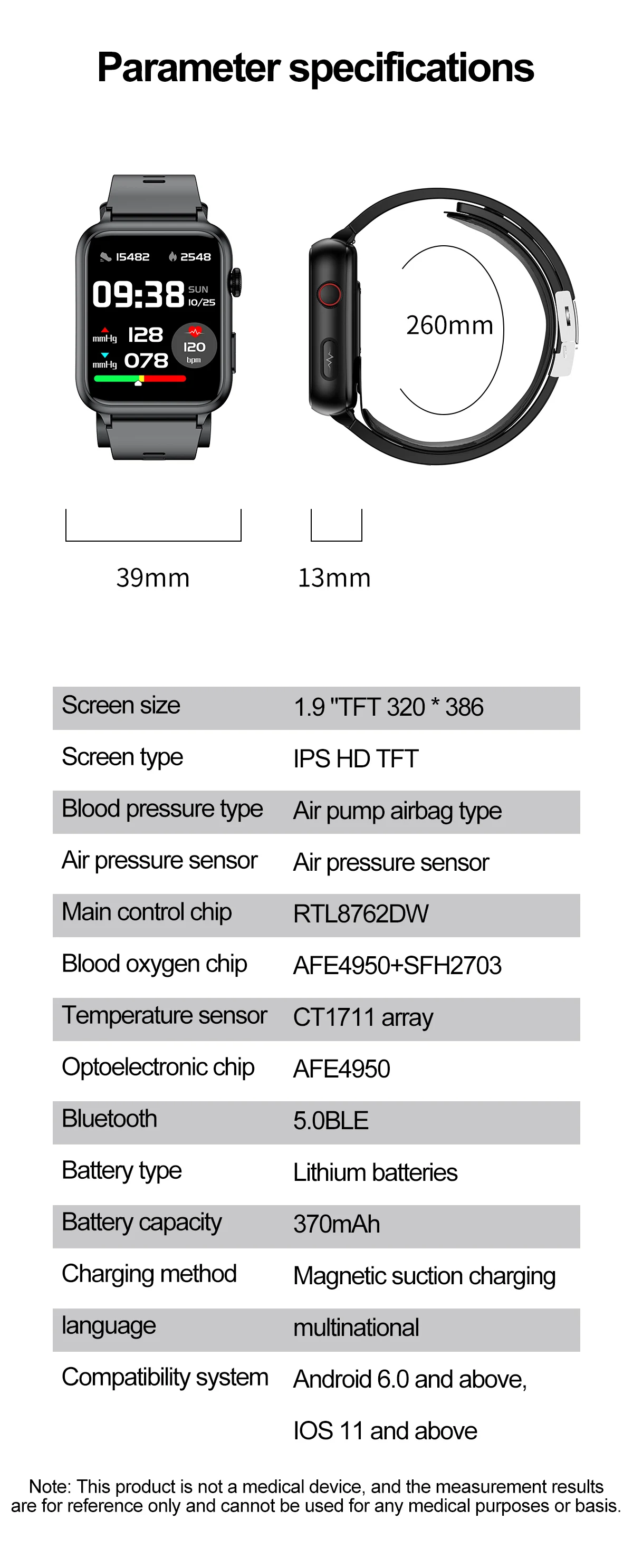 Reloj inteligente TK63, dispositivo con bomba de aire y bolsa de aire, presión arterial verdadera, ECG, temperatura, ácido úrico, lípidos en sangre,