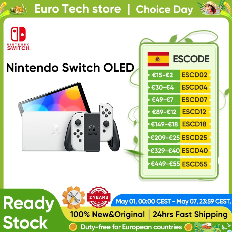 Nintendo Switch OLED Modelo com Tela de 7 Polegadas, Joy‑Con, Console com Modo TV Estável, Controle de Videogame, Áudio Aprimorado e Ajustável