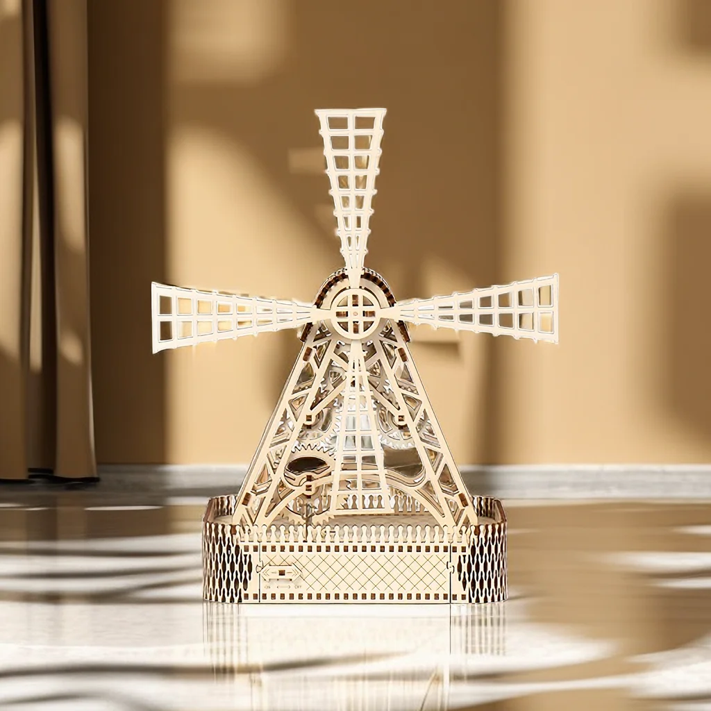 Tada 3D Large Wind Turbines DIY Wooden Puzzle Building Block Assembly Model Toys Creative Game For Children Kids Birthday Gift