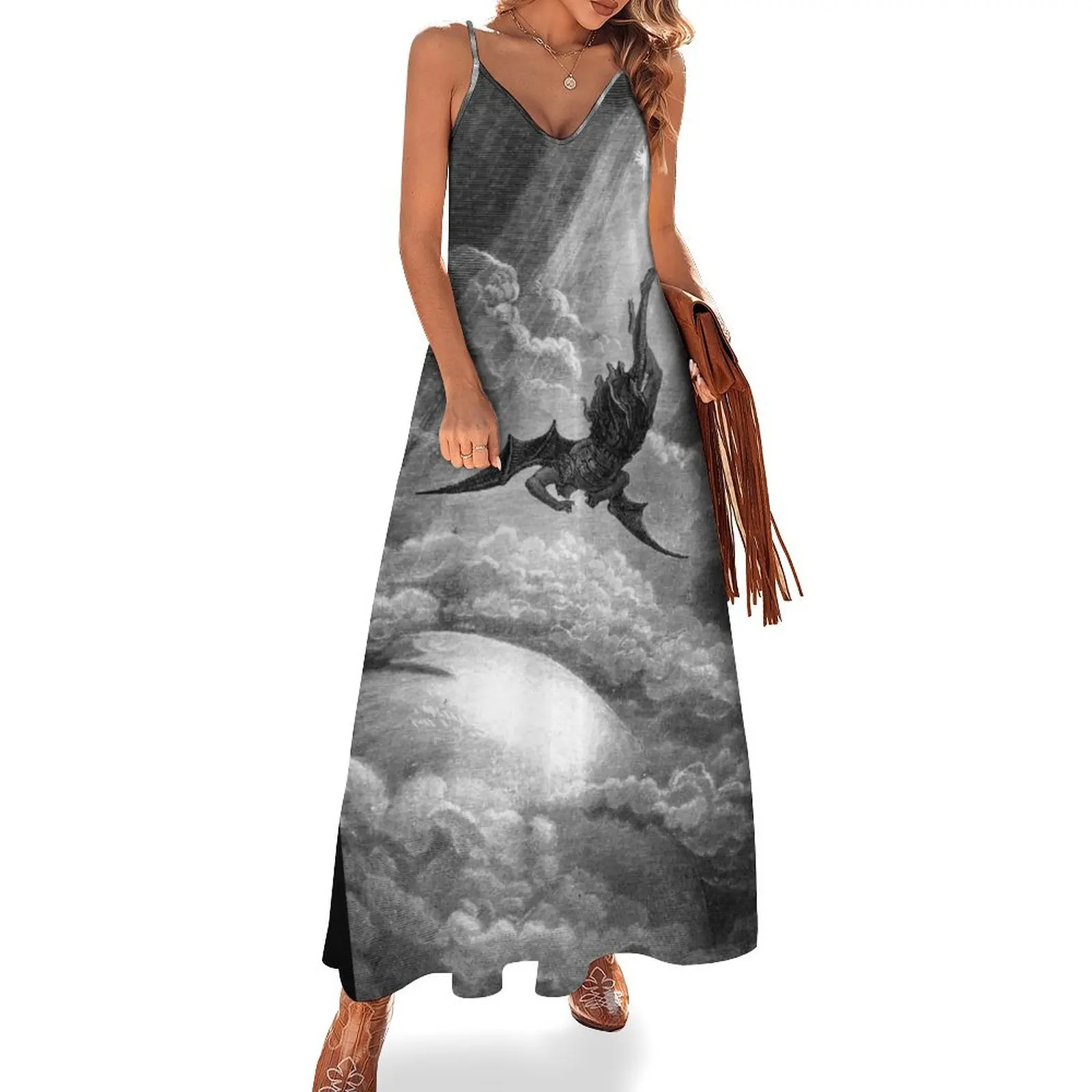 

The Fall of Satan - Gustave Dore Sleeveless Dress luxury woman evening dress women dresses
