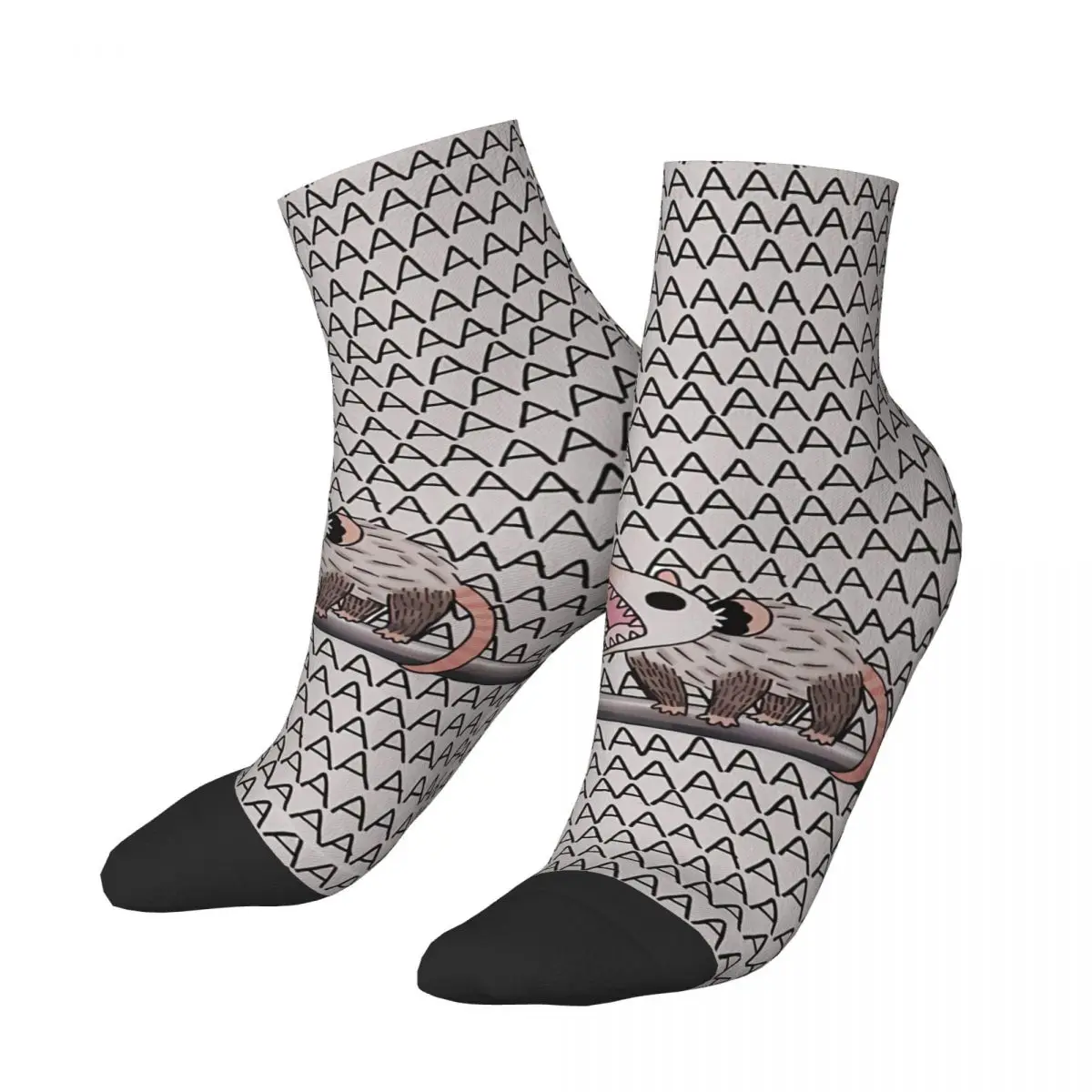 Grey AAAAAAAA Opossum Ankle Socks Male Mens Women Winter Stockings Harajuku