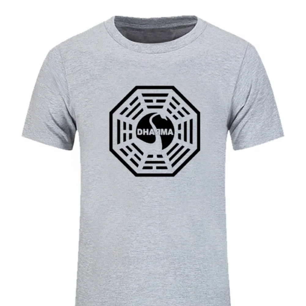 VERLOREN Dharma Initiative Heren Uitgebreide T-shirt Oversized Fashion Casual Korte Mouwen Gedrukt T-shirt voor Mannen Custom