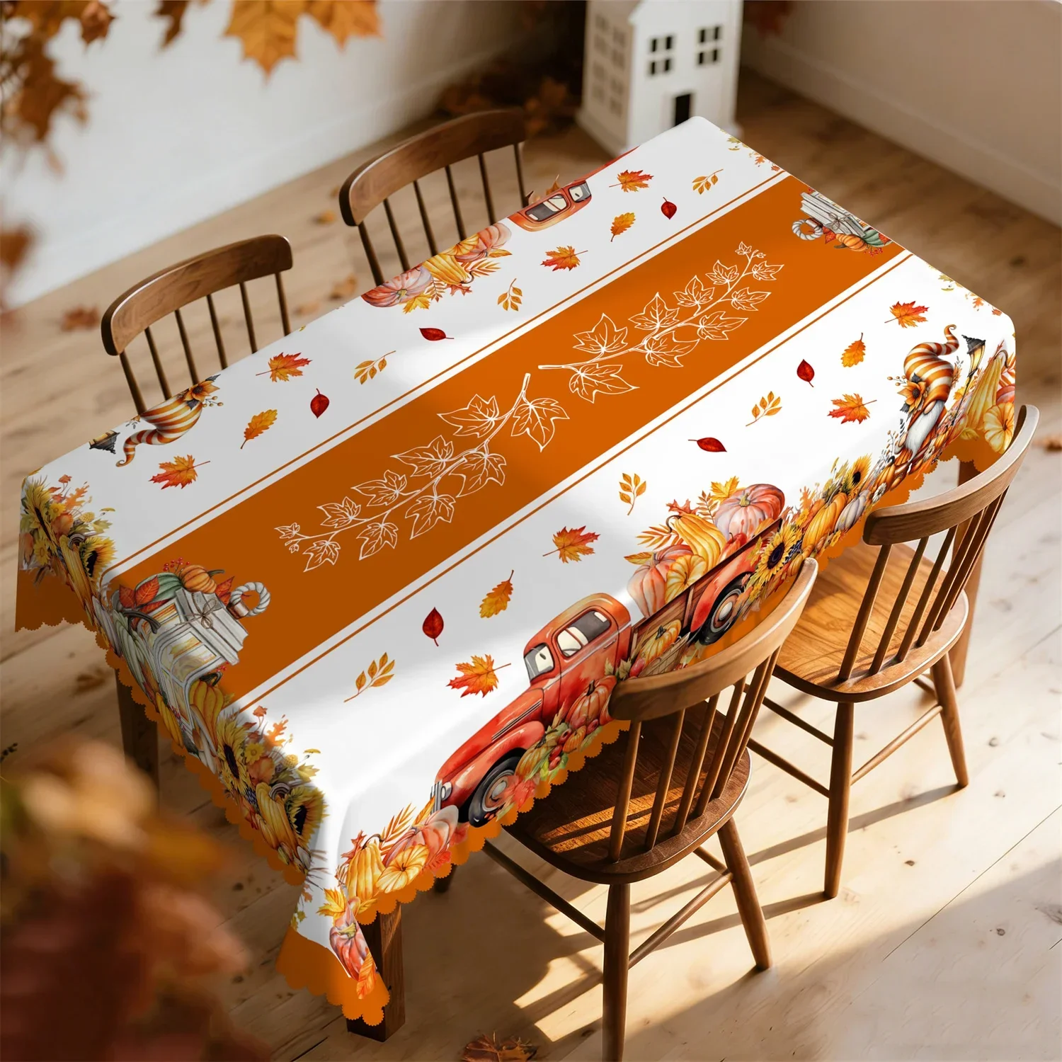 Pumpkin truck, sunflower, maple leaf tablecloth, suitable for rectangular and round tables, yzb