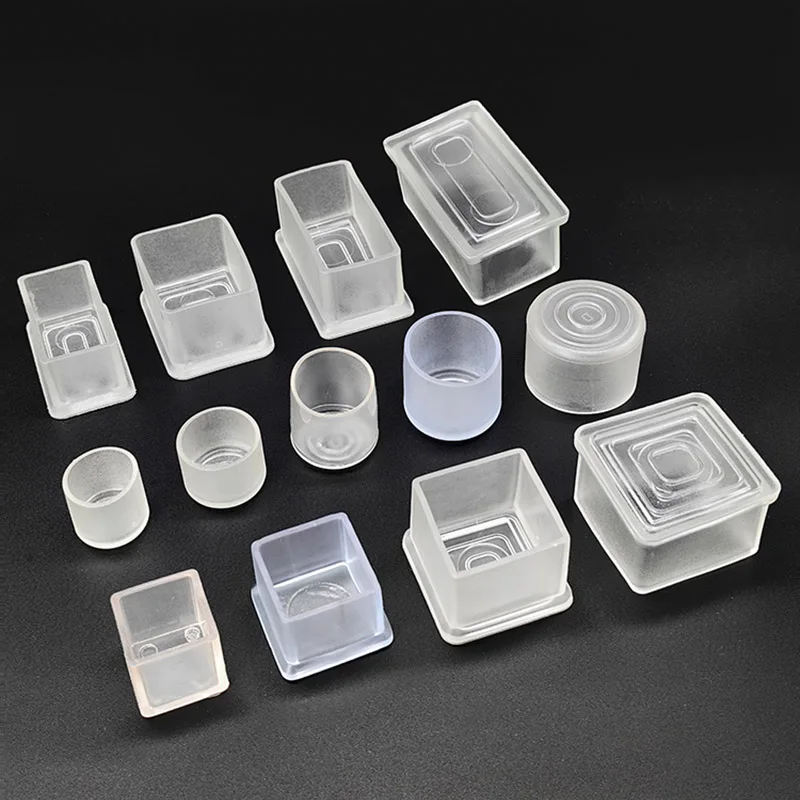 1/4/10pcs Transparent Round Square Elliptic PVC Soft Rubber Pipe Sleeve Tube Cap Table Chair Foot Protect Cover 10 12 14 16-60mm