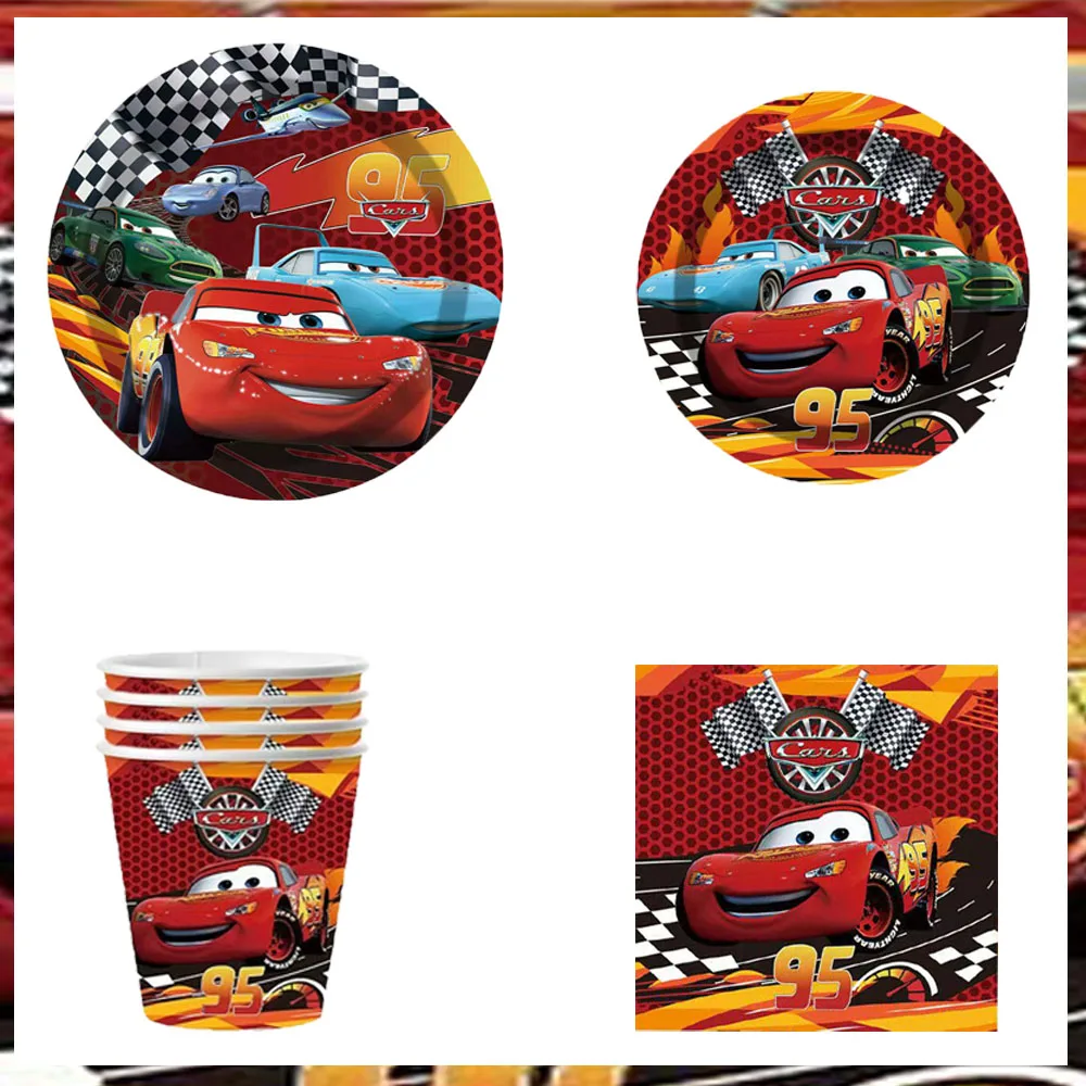 

New Lightning McQueen Car Party Supplies Disposable Tableware Paper Plate Party Favors for Kids Birthday Party Decor Baby Shower