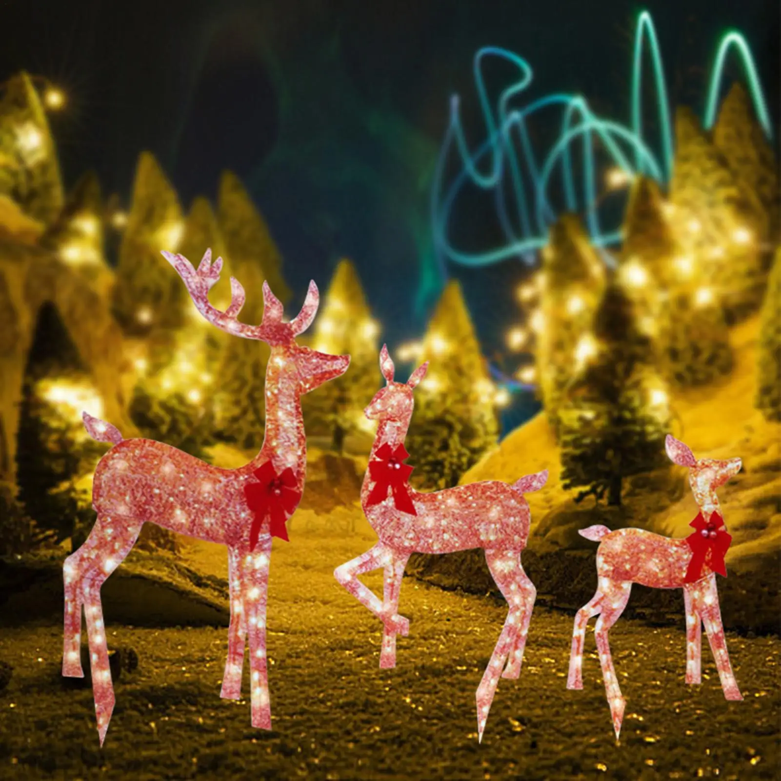 

Рождественский декор с оленями, праздничный 2D акриловый орнамент, уличный освещенный семейный декор с оленями для вечеринки, традиции, праздника