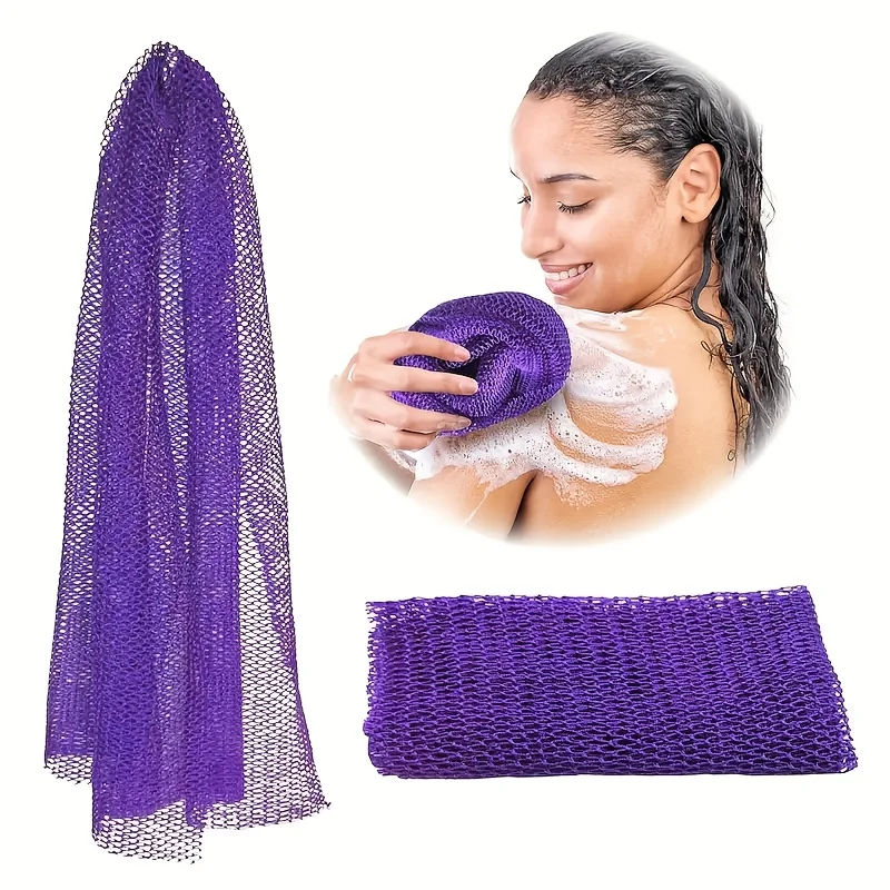 Long Nylon Scrub Towel Exfoliating Mesh African Net Bath Sponge Washcloth for Back Shower Skin Care Towel Exfoliating Body Scrub view 6