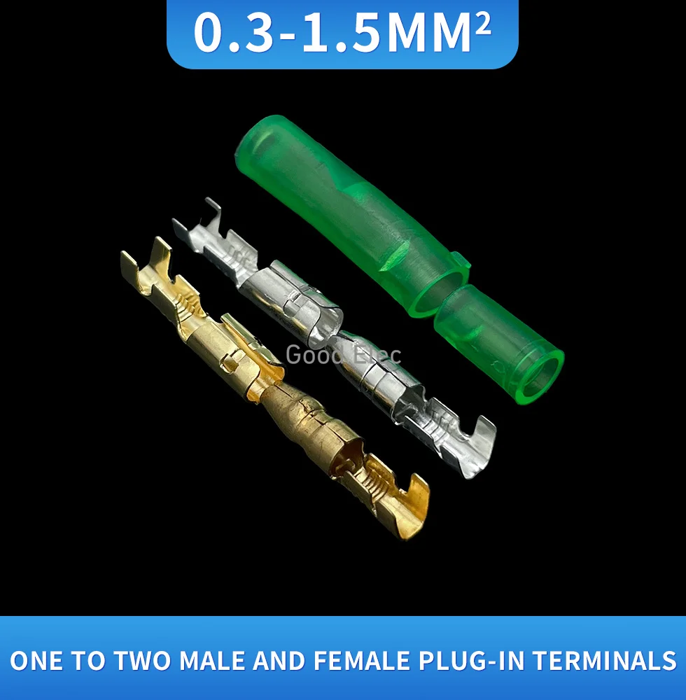 4.0 bullet terminal car electrical wire connector diameter 4mm Female + Male + Case Cold press terminal Green 25/50/100sets