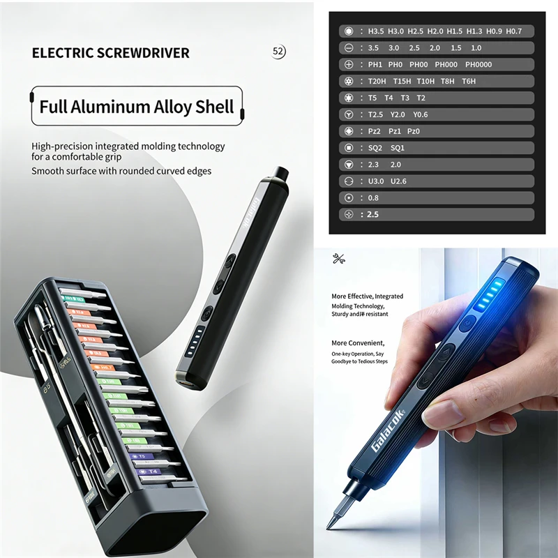 New 52/49 in 1 Precision Electric Screwdriver Set 42 Magnetic Torx Hex Bits Cordless Power Repair Tools Box For PC iPhone