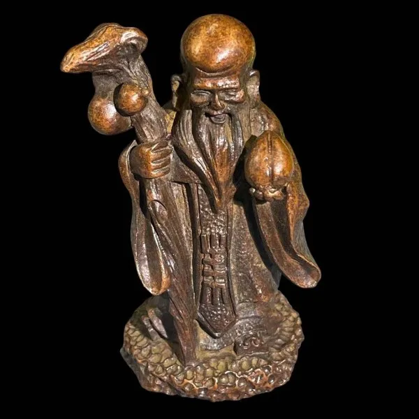 Bronze-like birthday girl old man tea table re-playing copper tea pet Fulu  carving desktop