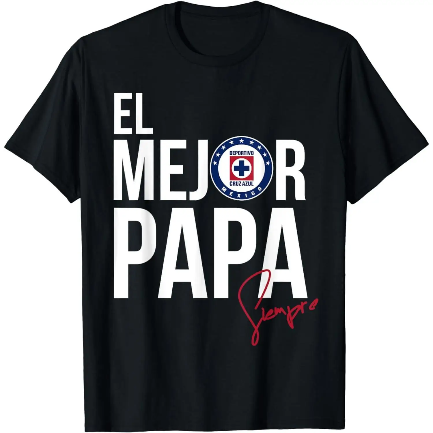 

Simple Print "MEJOR PAPA"Cotton Short Sleeve "Cruz Azul" Sports Articles Collection T-Shirt for Men