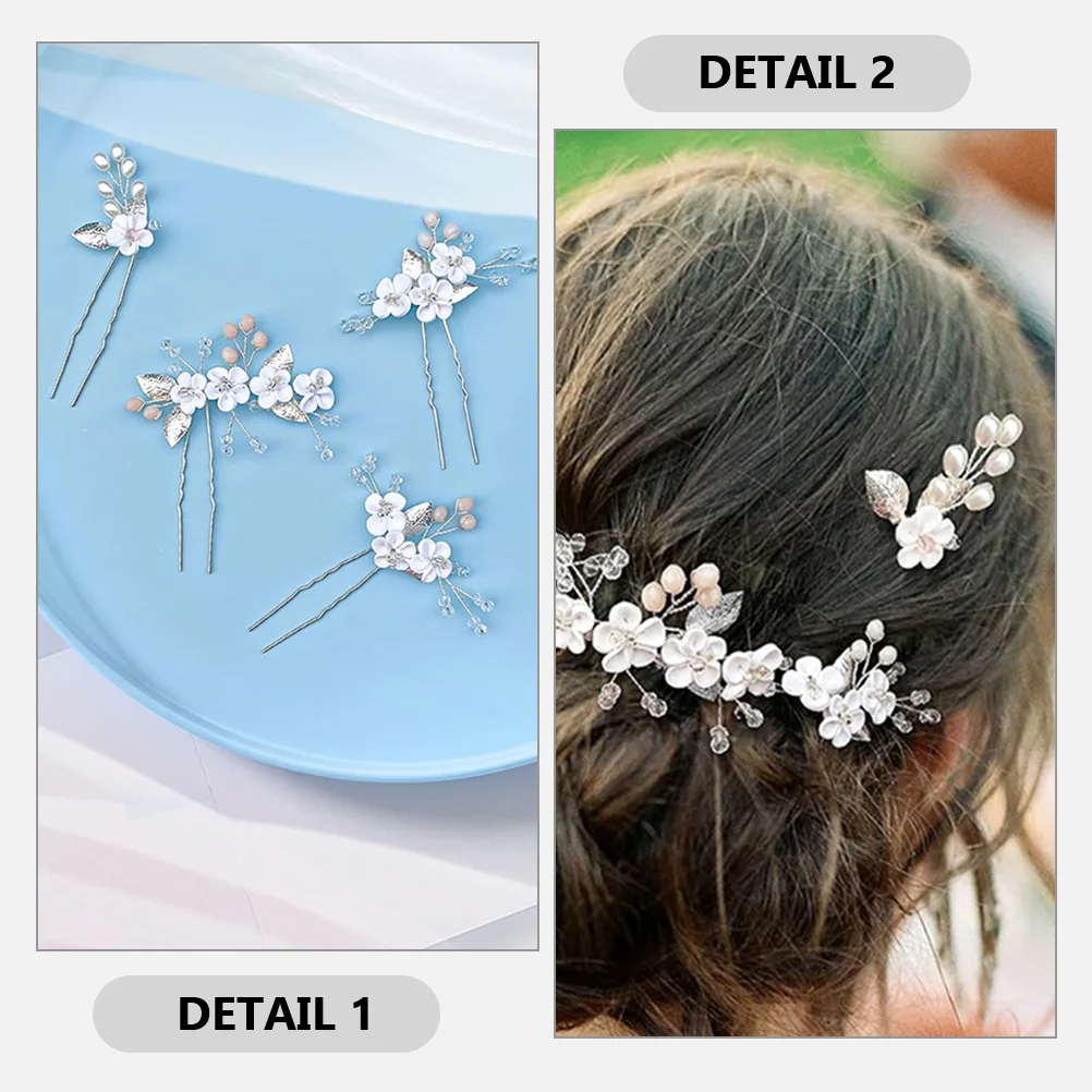 

5 Pcs Metal Leaf Hairpin Bridal Accessories for Women Flower Clips Wedding Barrette Pins Bride