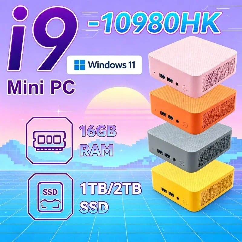 NEW Intel I9‑10980HK Portable Mini PC Computer Windows 11 16GB 1/2TB SSD Primed Gaming Computer WiFi 6 Office Mini Desktop