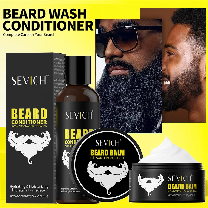 Beard Growth Shampoo Natural Beard Care Set for Men Beard Hair Enhancer Styling Moisturizing Beard Conditioner Beard Care Kit