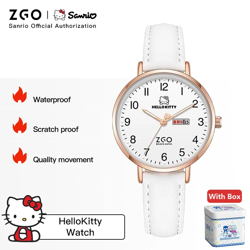 ZGO X Sanrio Kids Watch Middle and High School Girls Waterproof Luminous Quartz Watches Students Wristwatch For Female Gift 2108