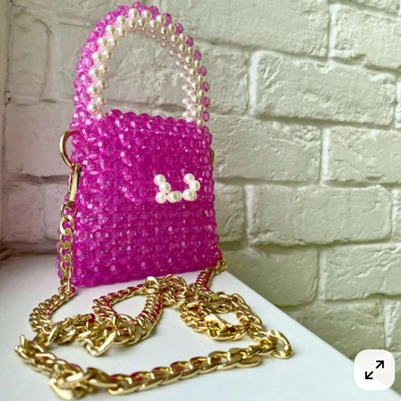 

New Women's Bead Bag Niche Design Exquisite Compact Chain Shoulder Chain Bags Banquet Party Ladies Handbag Wholesale Available