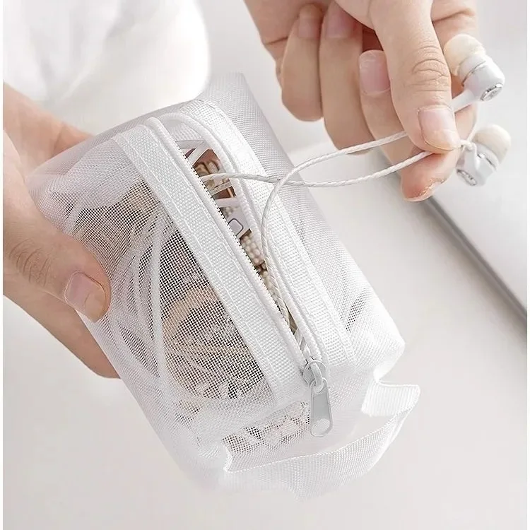 Hot Sale New Mini Mesh Organizer Bag Clear Transparent Zipper Purse Portable Storage Pouch For Keys Lipstick Coins Large Capacit