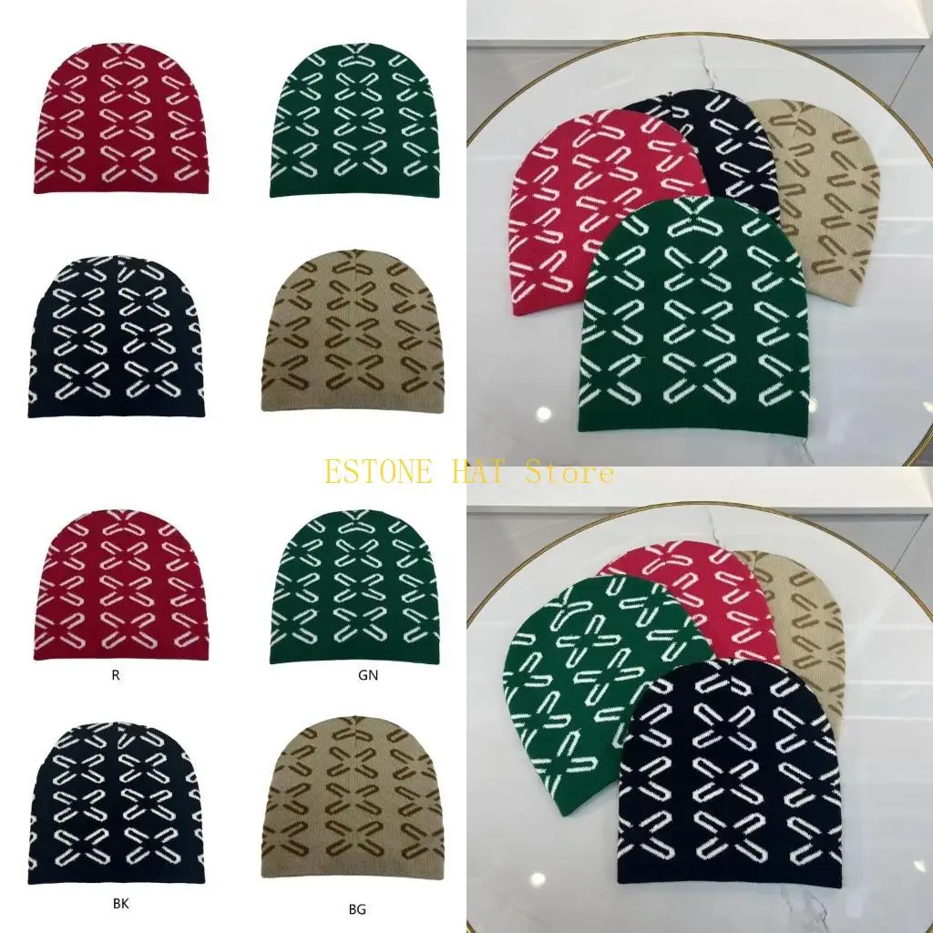 49MF Winter Knitted for Men Windproof Handmade Skiing Riding Hat for Teens