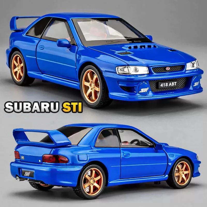 1:32 JKM Subaru Impreza Sports Car Alloy Scale Model Car Diecast Metal Miniature Car Sound＆Light Children Toy Car Vehicles Gifts