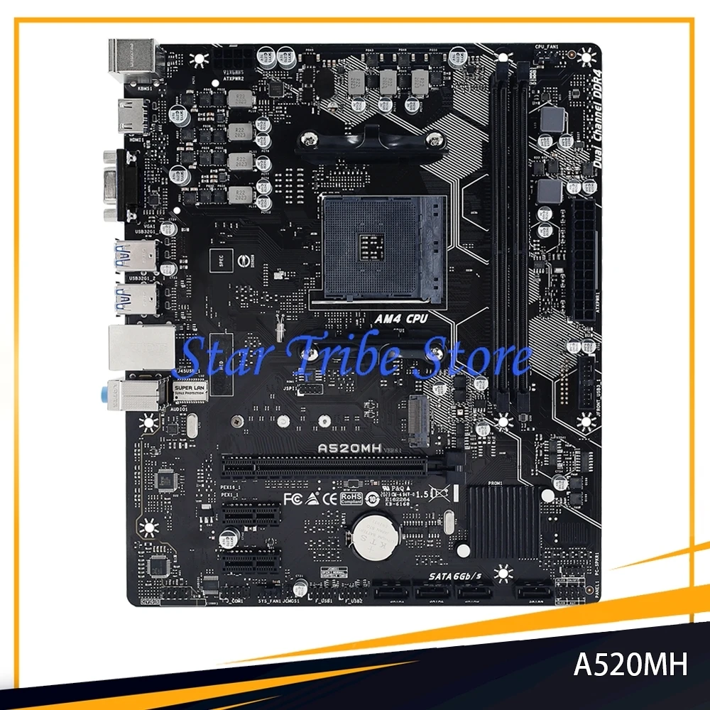 A520MH Motherboard  A520 Socket AM4 64GB DDR4 M.2 Micro ATX