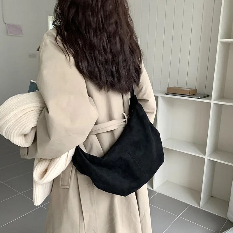 Vintage Scrub Leather women hobos Shoulder bag Brand design ladies handbag female Crossbody bag new winter Faux Suede tote bolsa