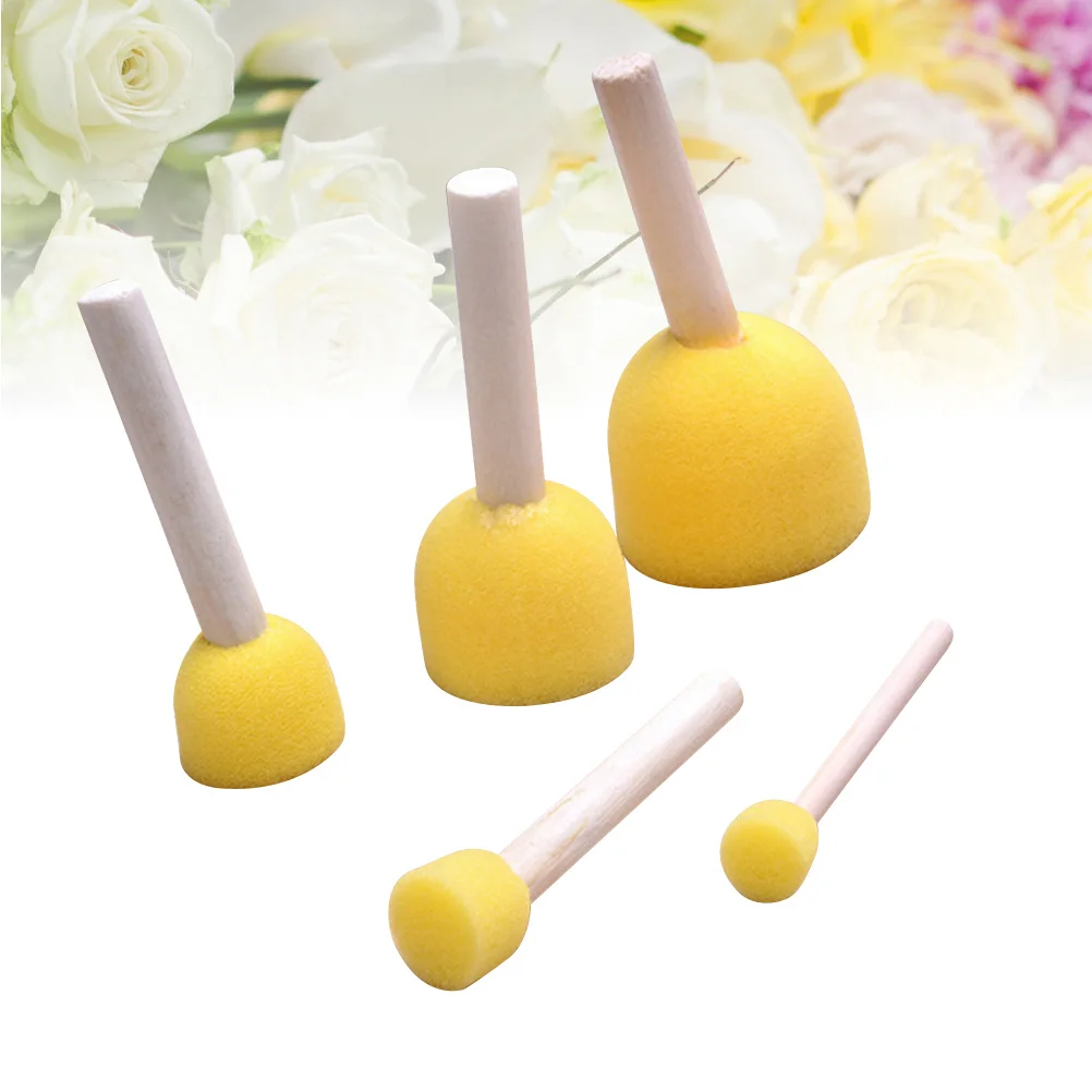 

5Pcs Graffiti Painting Tools Round Sponge Brushes Lightweight Wooden Handle Ideal for DIY Craft Projects 's Art