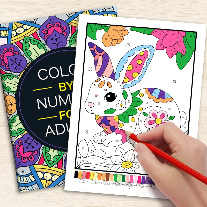 Fun Coloring Book, Complete Coloring Through Corresponding Numerical Prompts 32 Plant and Animal Patterns, Graffiti Drawing Book