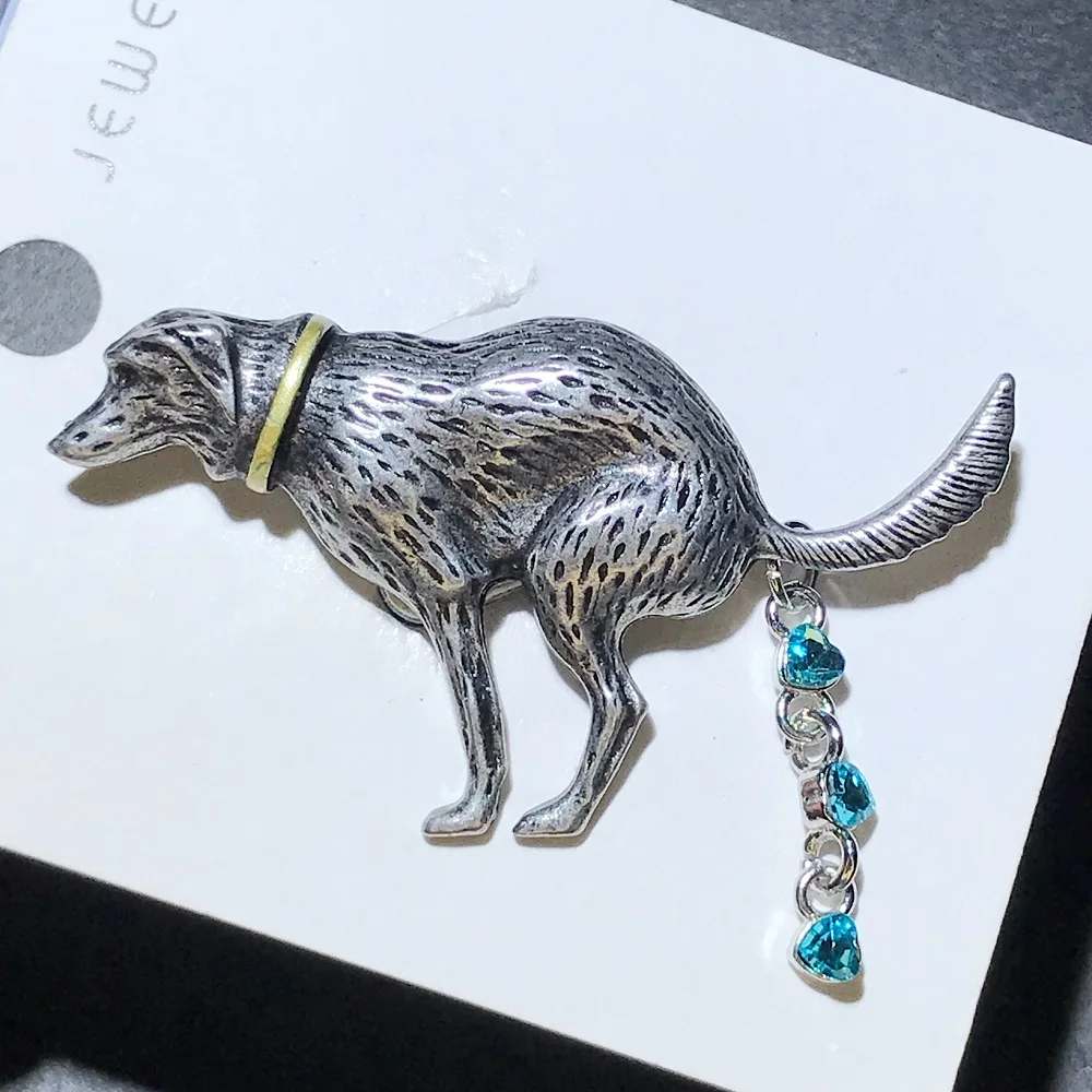Funny Pooping Dog Enamel Brooch Pin for Women