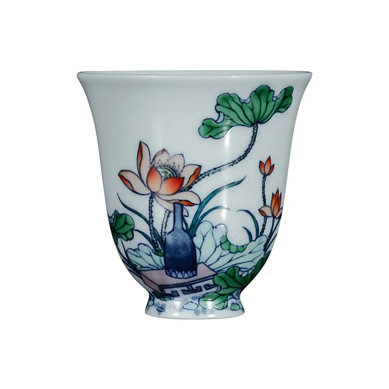

Ceramic master cup chai kiln blue and white bucket color hand-painted lotus flower smell fragrance tea cup small single cup
