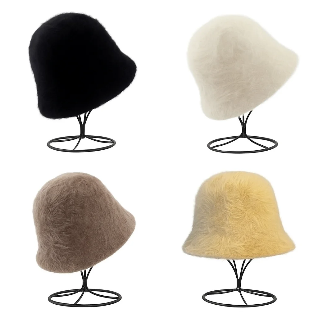 مزاجه محبوك غطاء دلو دافئ بلون الشتاء صياد قبعة يندبروف مكافحة البرد قبعة بحافة الخريف زي حلية #5