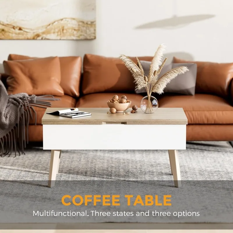 3 in 1 Lift Top Coffee Table, Ten Minutes Install Multifunction Coffee Table, Coffee Table Converts to Dining Table