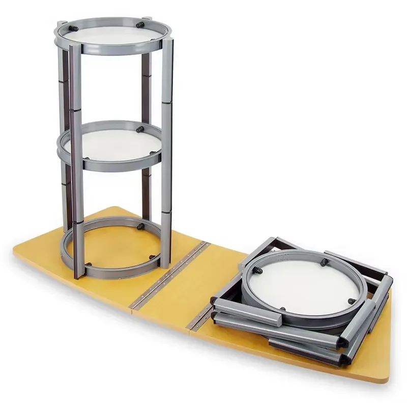 Aluminum Round Trade Show Folding Twist Tower Display Stand Pop up Tower Racks Rotating Counter Display
