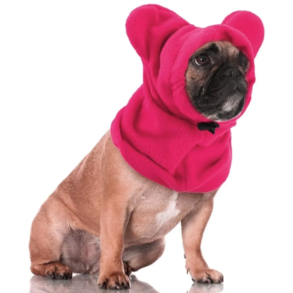 Soft Fleece Dog Fleece Bat Hat Warm Material Adjustable Design Pet Winter Hats Ear Protection Solid Color Dog Snood French Dogs