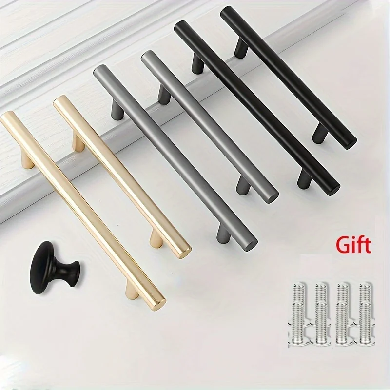 10pcs * 5 Inches/6 Inches Cabinet Pull Matte Black Silver Kitchen Drawer Pull Cabinet Handle, Bamboo Screws Included