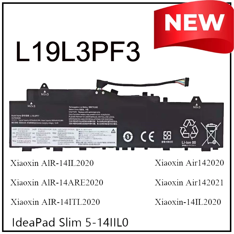 

Сменная батарея L19L3PF7 для ноутбуков Lenovo Xiaoxin AIR-14IIL/ARE Air14 2020/2021, L19C3PF3 IdeaPad Slim, быстрая зарядка, увеличенный срок службы