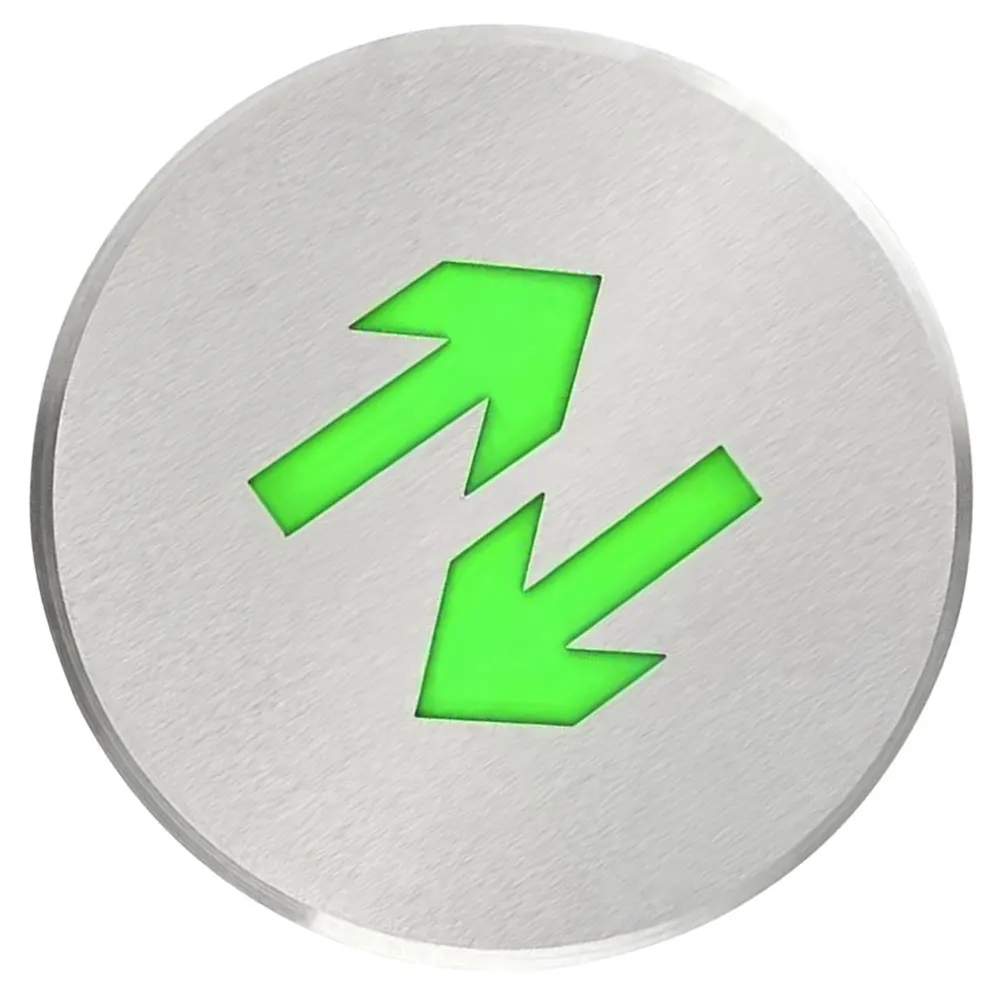 Señal luminosa de salida de emergencia, indicador de suelo de flecha direccional doble de acero inoxidable, visibilidad nocturna, lucha contra incendios