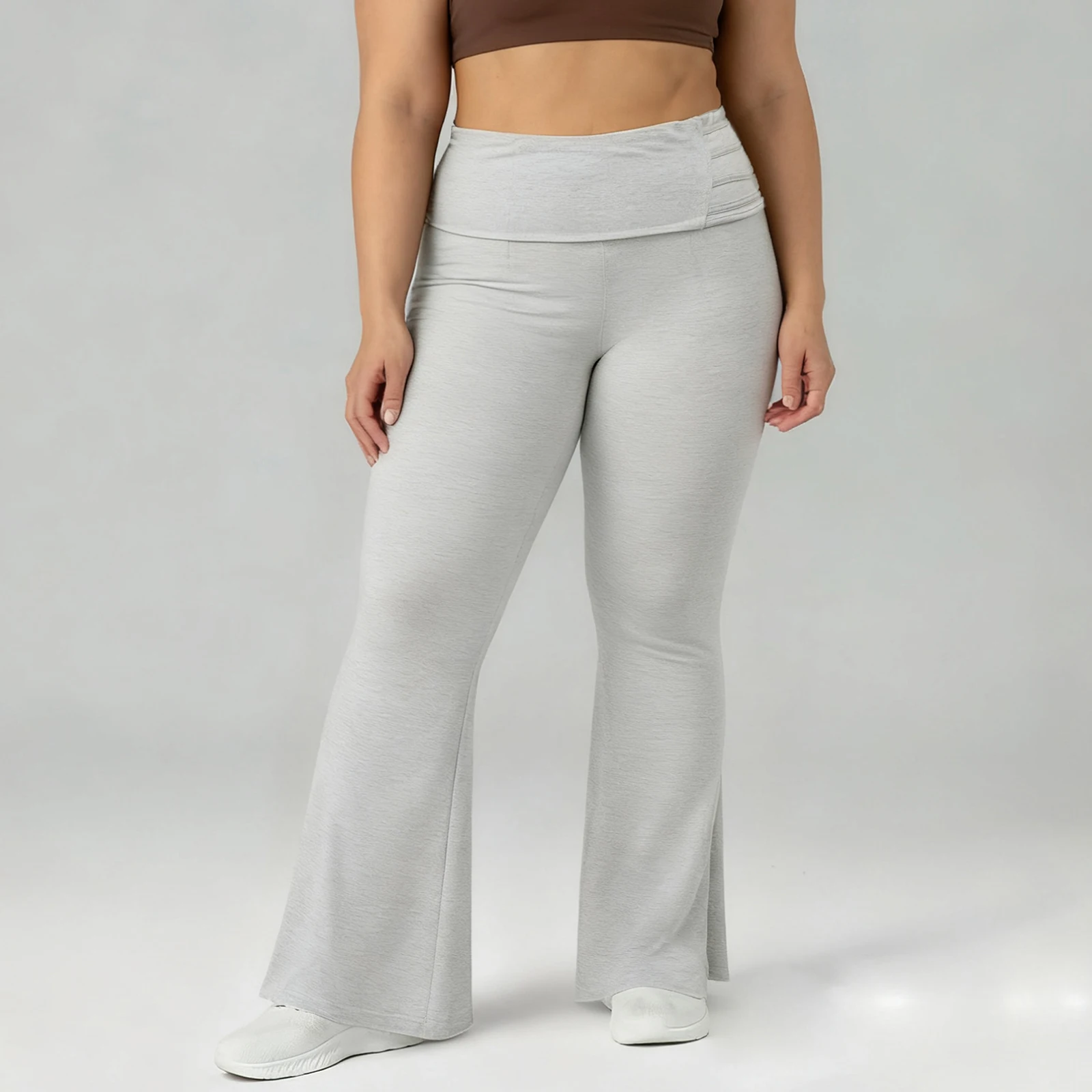 Spodnie dzwony plus size dla kobiet, codzienne, jednolite, z elastyczną gumką w pasie, długie spodnie typu bell bottom do noszenia na co dzień, do biura, spodnie oversize.