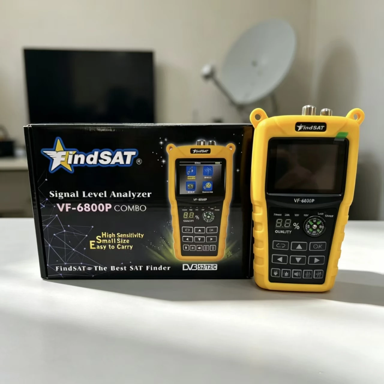 Findsat VF-6800P Digital Combo Sat Finder Meter DVB-S2/DVB-T2/DVB-C Compatible Satellite Signal Finder TV Receiver Tool
